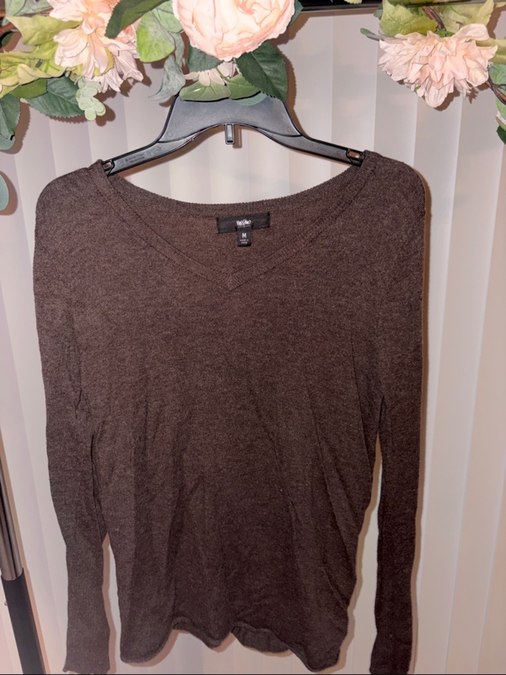 Mossimo Brown Long Sleeve Basic Soft Casual Everyday Top